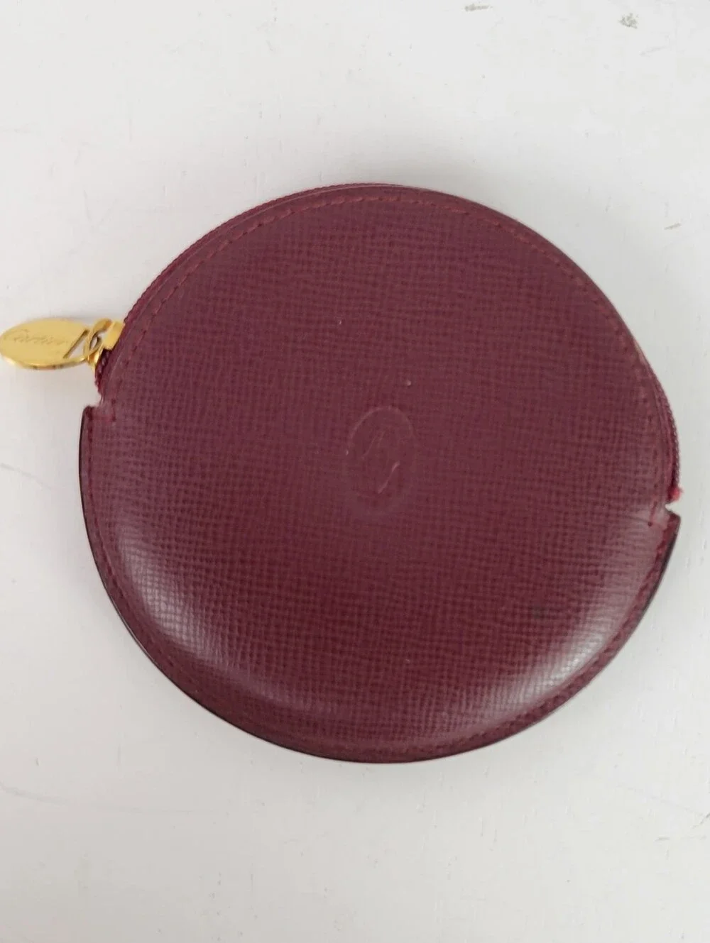 CARTIER Round Zip-Around Leather Coin Purse / Wallet